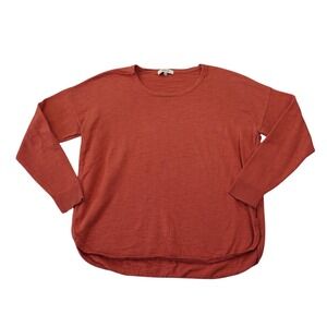 Madewell Size Large Rust Orange Cotton Blend Drop Shoulder Sweatershirt Casual